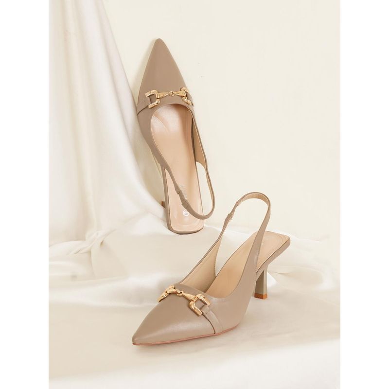 Sherrif Shoes Womens Stiletto Heel Sandals for Elegant Everyday Style - Taupe (EU 33)