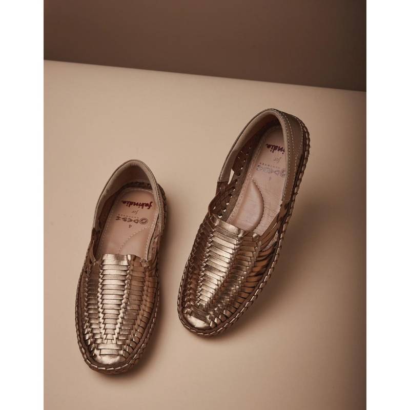 Fabindia Gold Leather Loafers (UK 5)