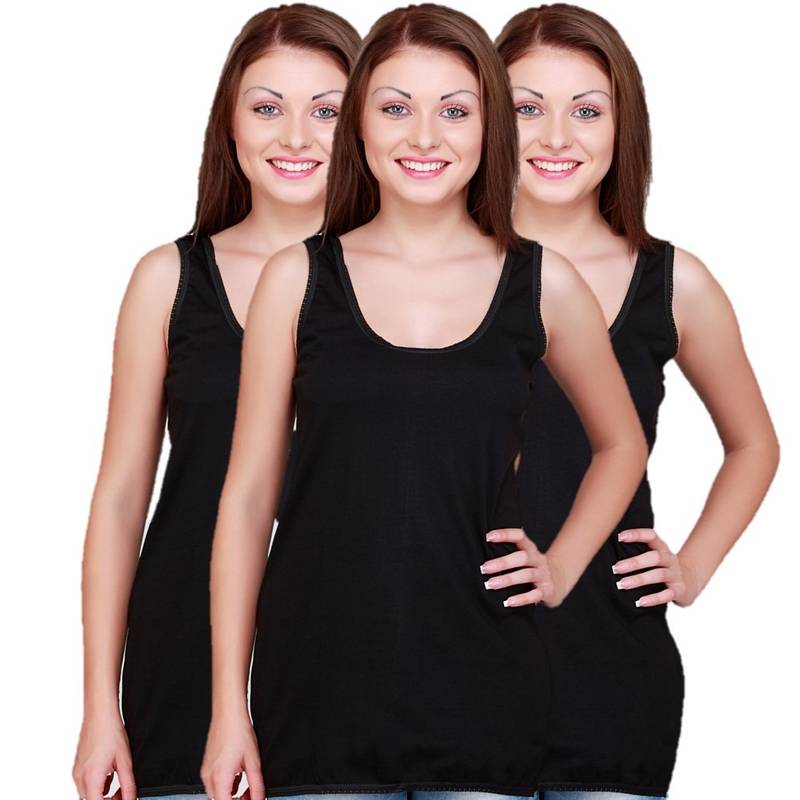 Floret Pack Of 3 Camisoles - Black (S)