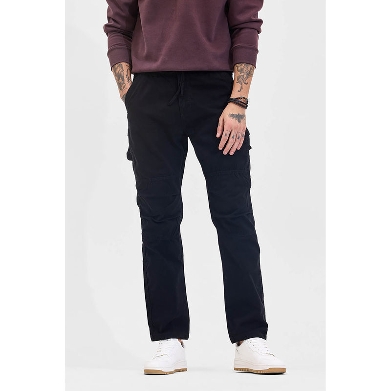 Snitch Men Black Cotton Blend Cargo (38)