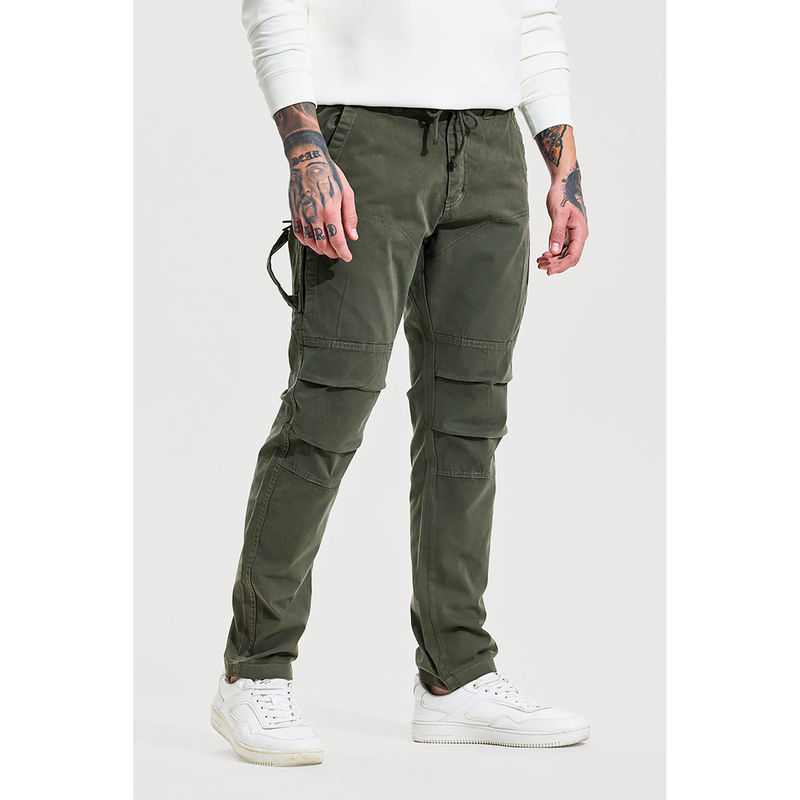 Snitch Men Olive Cotton Blend Cargo (34)