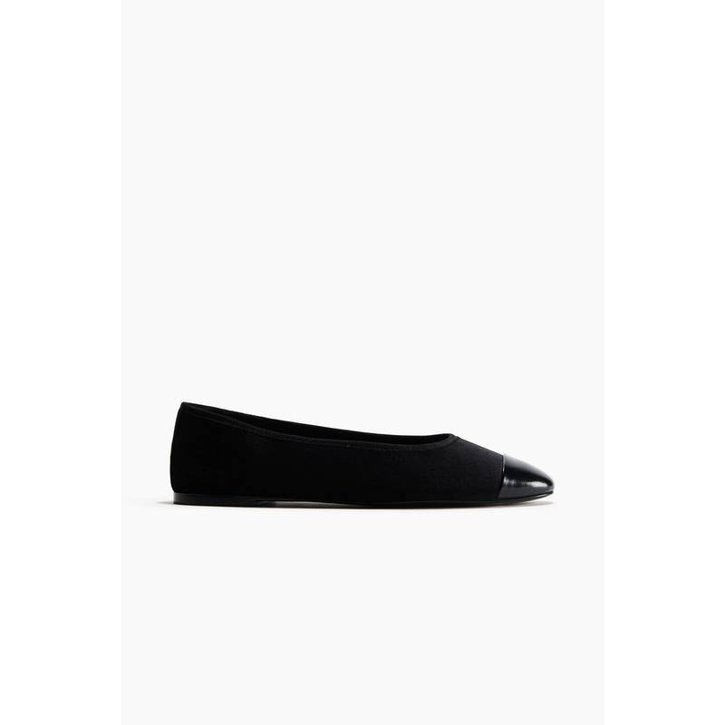 H&M Women Black Velvet Ballet Flats (UK 2)