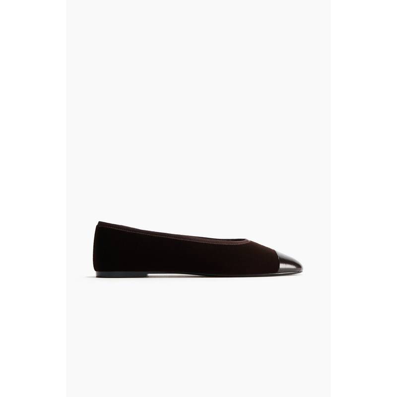 H&M Women Brown Velvet Ballet Flats (UK 2)