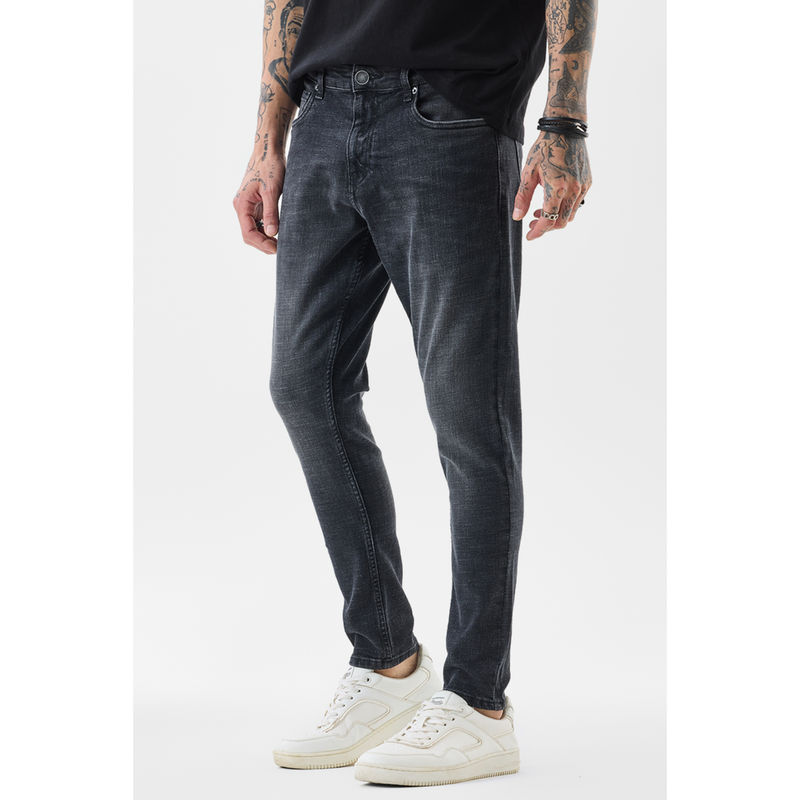 Snitch Men Dark Grey Solid Skinny Casual Jeans (34)