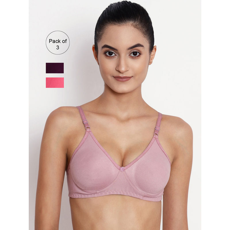 Abelino Pack Of 3 Non Padded Seamless Bras. - Multi-Color (38B)