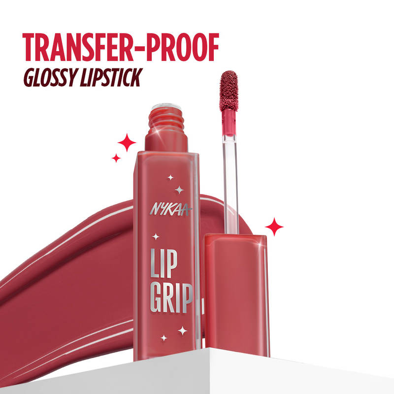 Nykaa Lip Grip No-Transfer Gloss Intense Shine Vinyl Liquid Lipstick - Grip