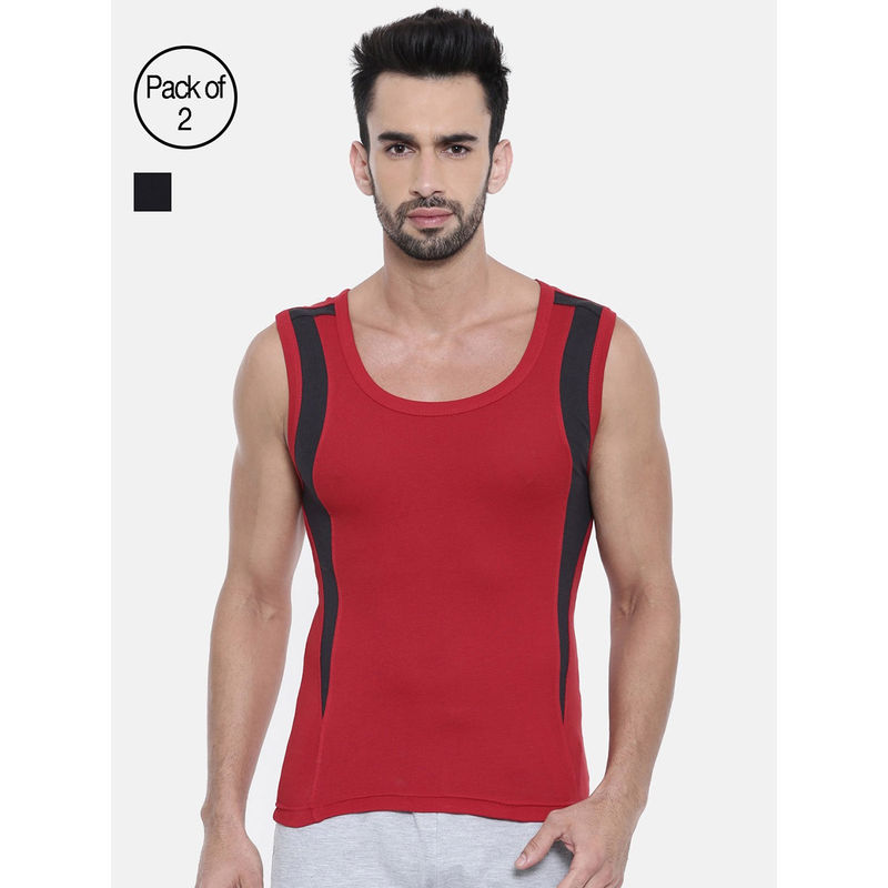 Dixcy Scott Mens Trendy Fashion Vest Body Fit Solid Innerwear (Pack Of 2) (XL)