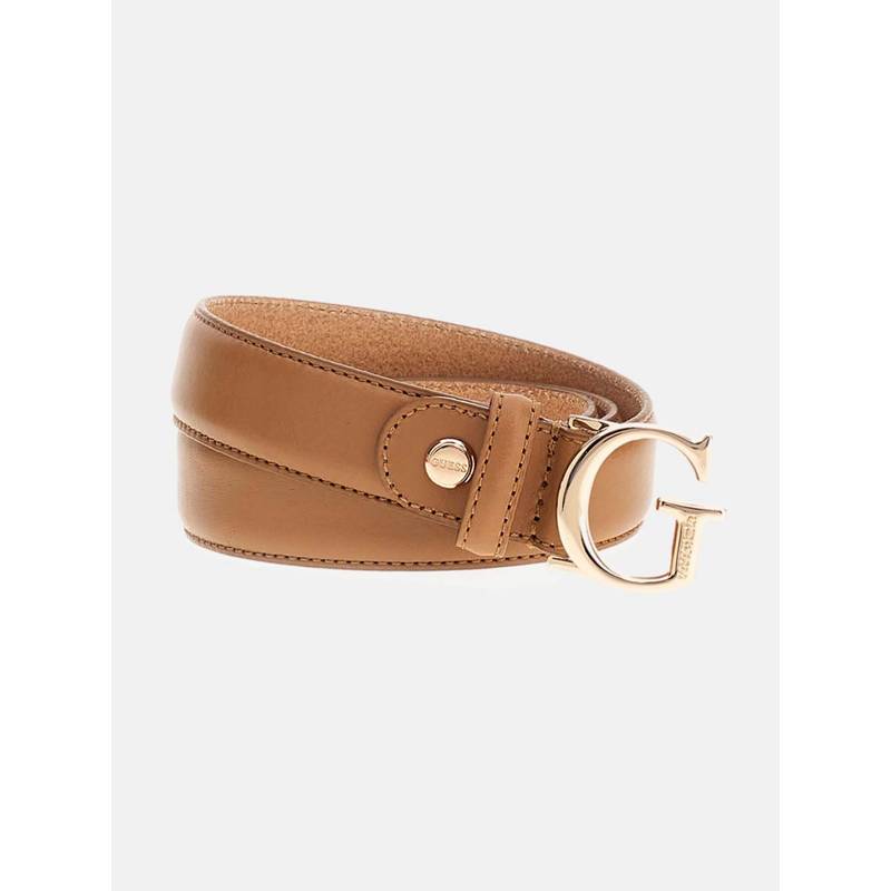 Guess Women Tan Leather Solid Belt (L)