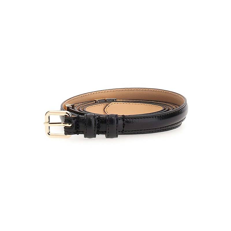Guess Women Black Solid Leather Belt (L)