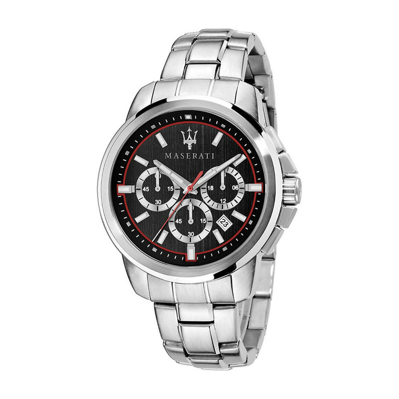 Maserati Successo Chronograph Black Dial Silver Steel Strap Watch For Men - R8873621009
