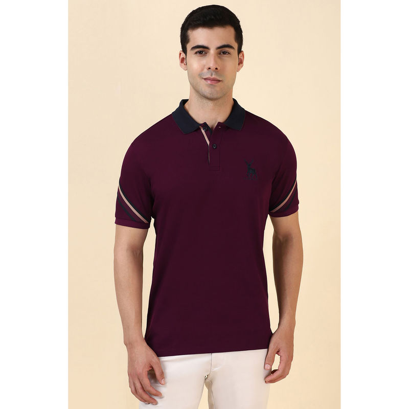 Allen Solly Purple Solid Regular Fit Polo T-Shirt (S)