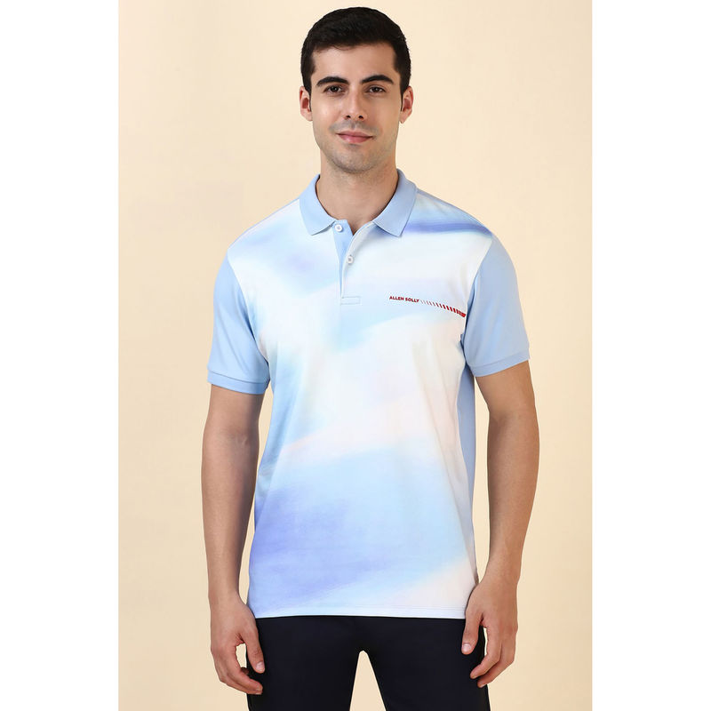 Allen Solly Blue Printed Regular Fit Polo T-Shirt (S)