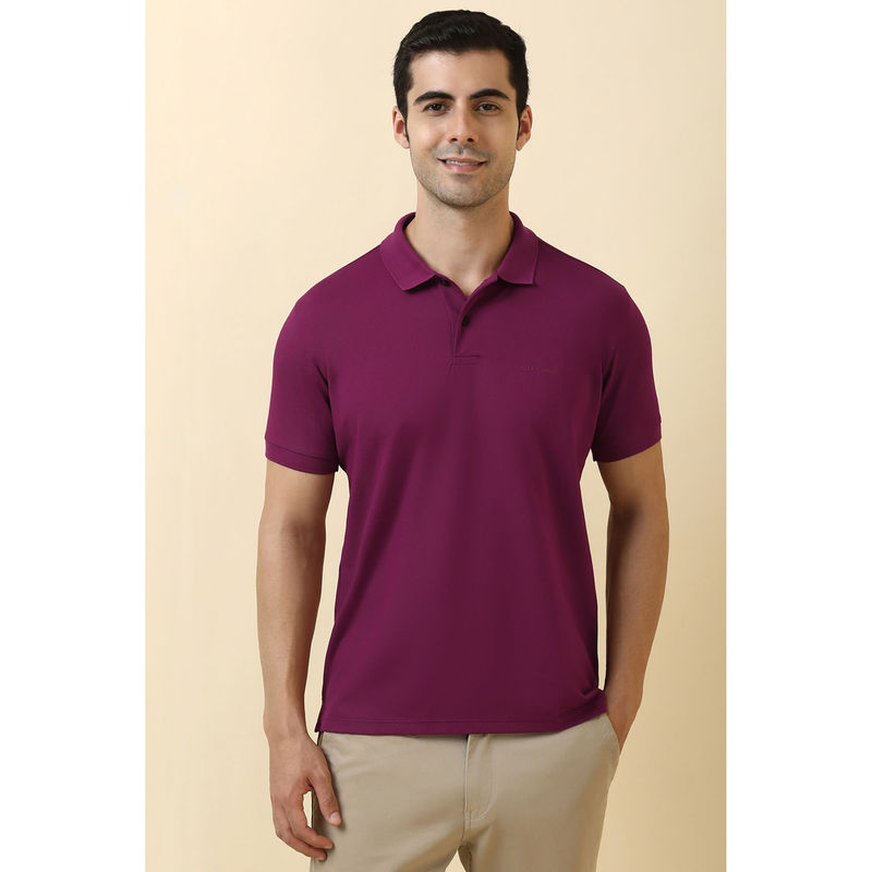Allen Solly Magenta Solid Regular Fit Polo T-Shirt (M)