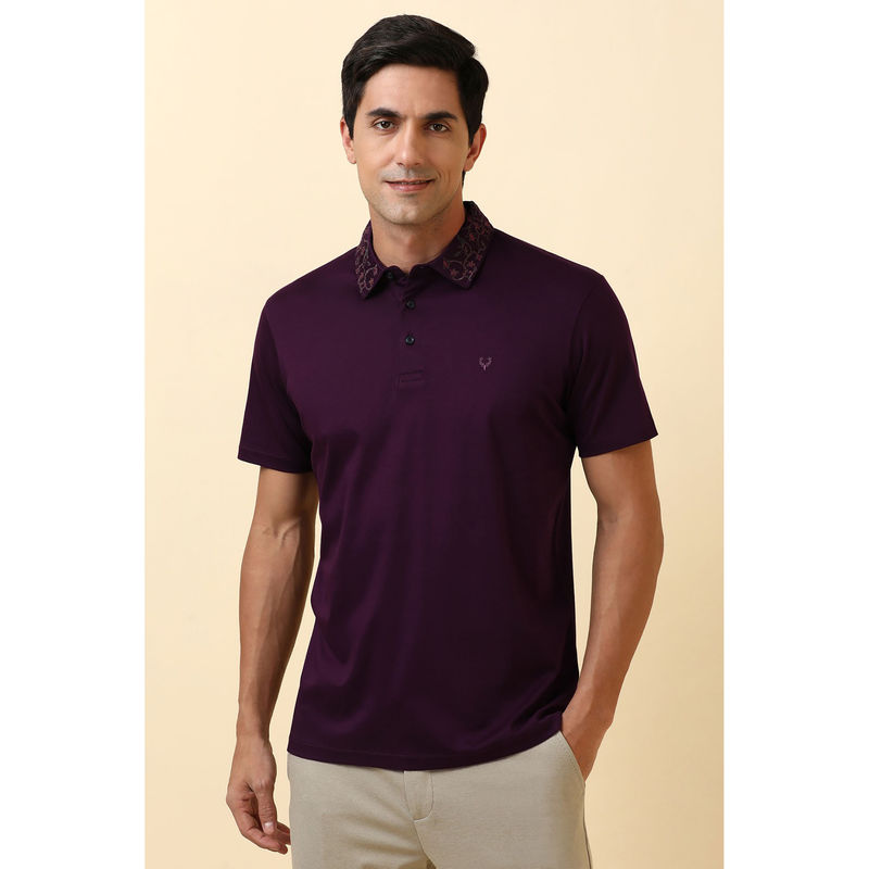 Allen Solly Purple Solid Regular Fit Polo T-Shirt (XL)