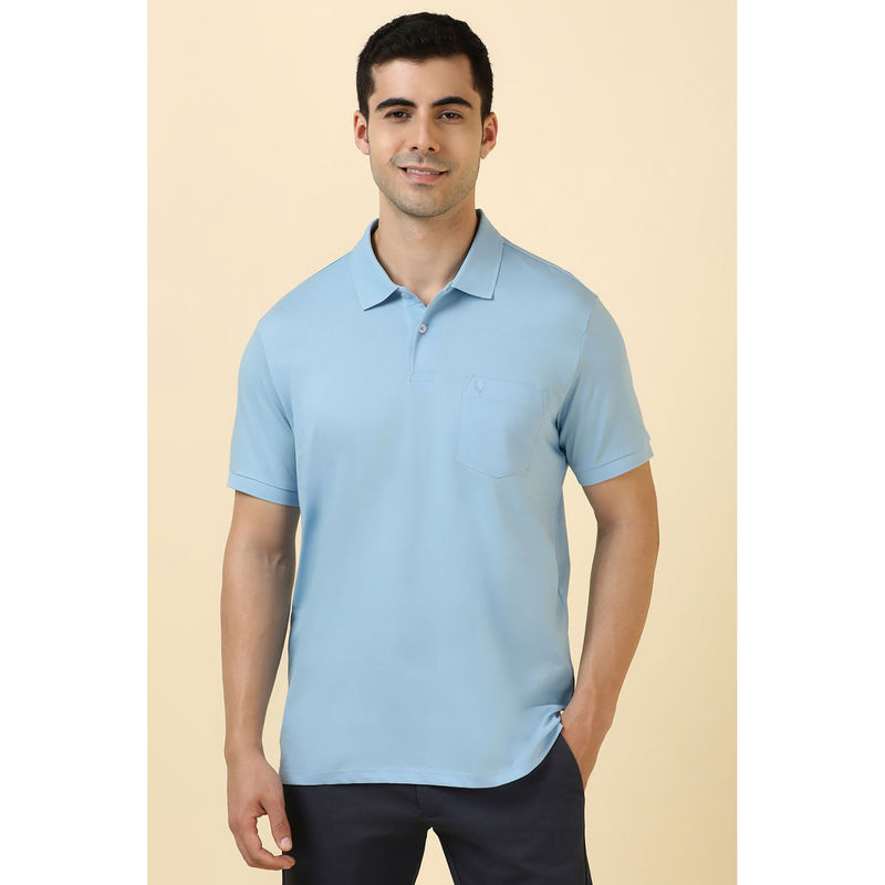 Allen Solly Blue Solid Regular Fit Polo T-Shirt (S)