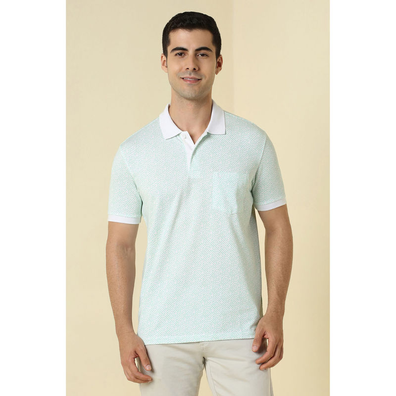 Allen Solly Green Printed Regular Fit Polo T-Shirt (2XL)
