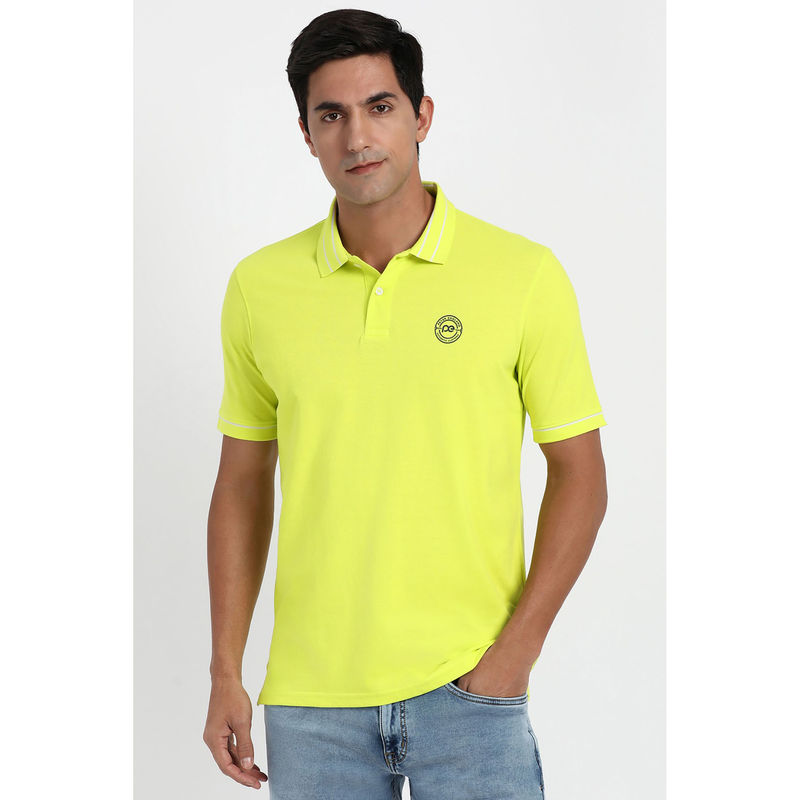Peter England Green Solid Regular Fit Polo T-Shirt (M)