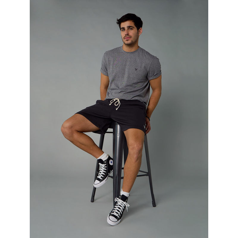 American Eagle Grey Solid Regular Fit T-Shirt (XS)