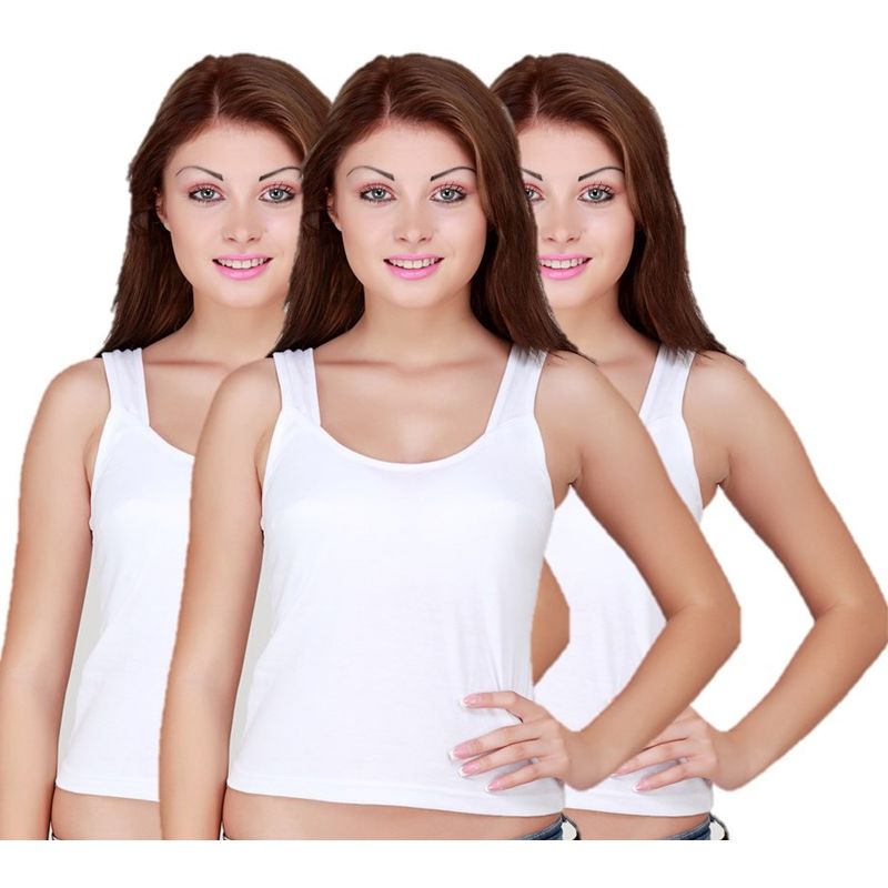 Floret Pack Of 3 Short Camisoles - White (XL)