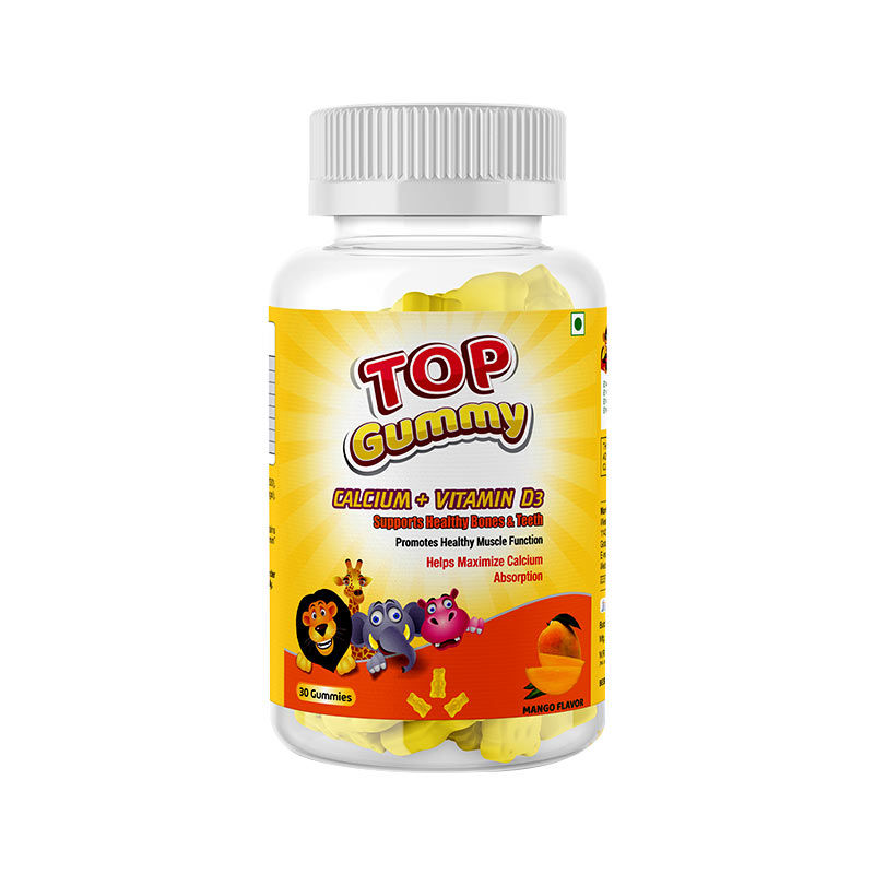 Top Gummy Calcium + Vitamin D3, For Healthy Bones & Mango Flavor Teeth 30 Gummies