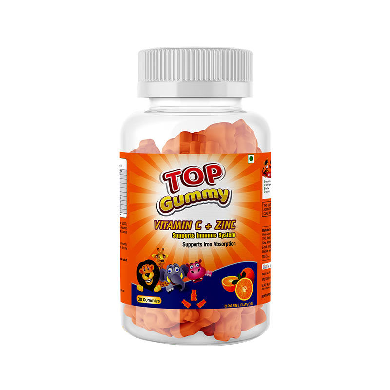 Top Gummy Vitamin C + Zinc For Immune Support Orange Flavor 30 Gummies