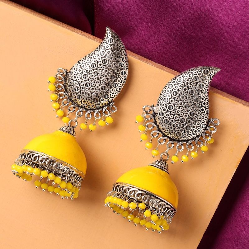 Yellow sales earrings jhumka