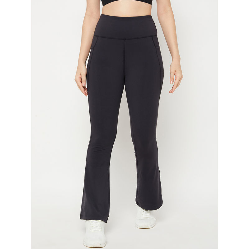 Athlisis Women Black Quick Dry Flare Pants (L)