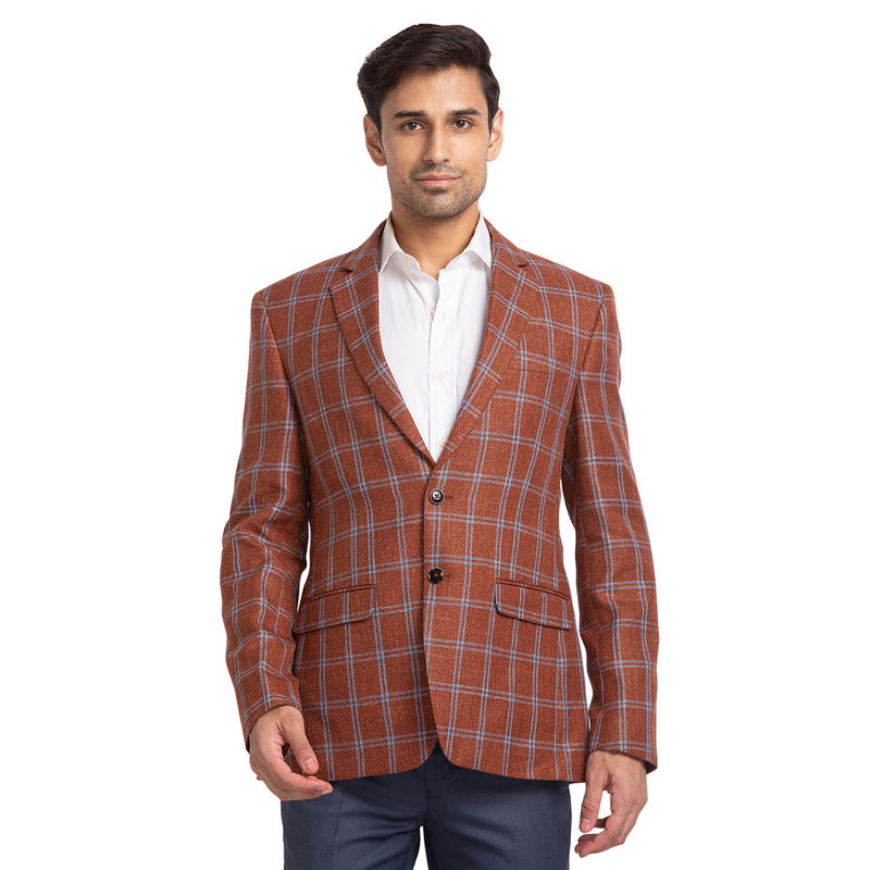 Park Avenue Checkered Regular Fit Blazer (S)