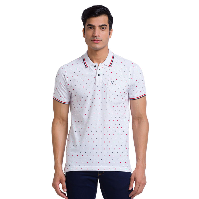 Parx Printed Regular Fit Polo T-Shirt (S)