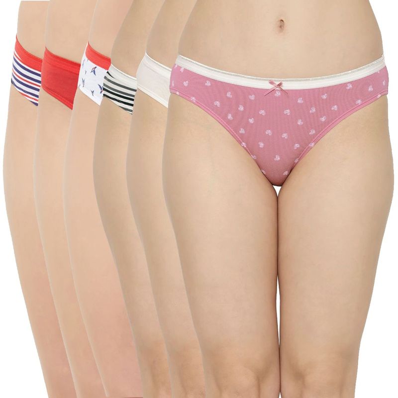 SOIE Women's Print & Solid Brief Panty Combo (Pack of 6) - Multi-Color (M)