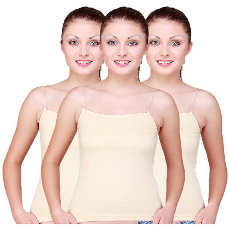 Floret Pack Of 3 Camisoles With Detachable Straps - Skin (S)