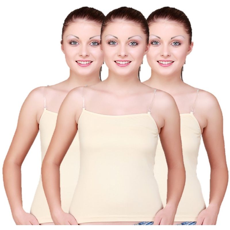 Floret Pack Of 3 Camisoles With Detachable Straps - Skin (XXL)