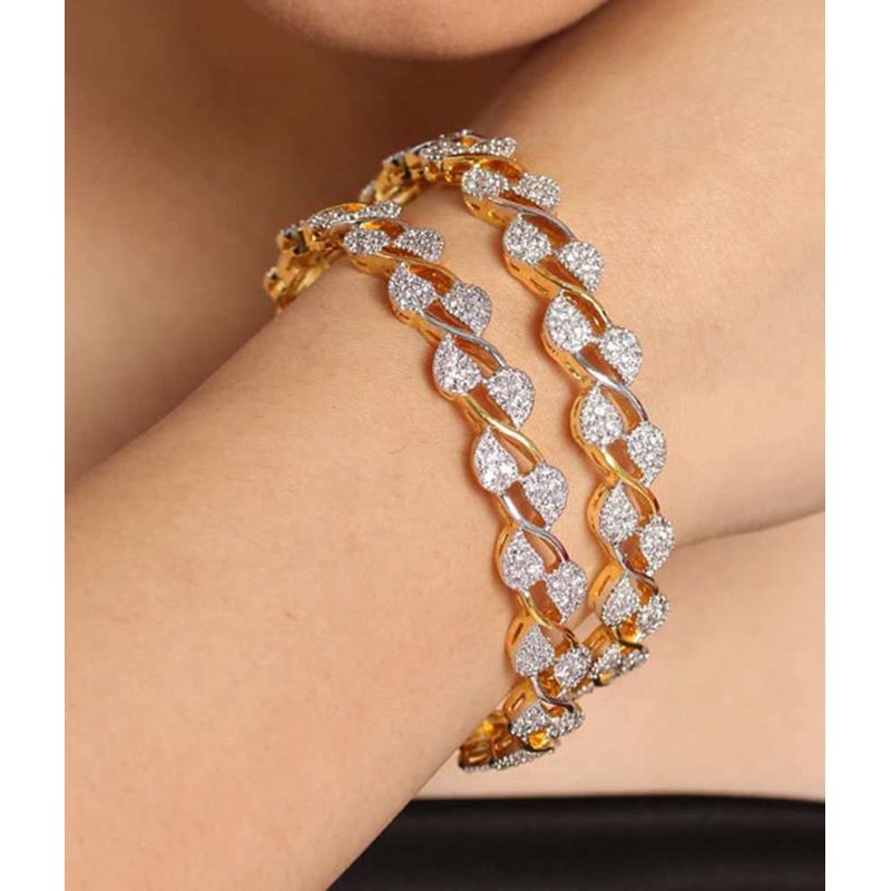 Youbella Jewellery American Diamond Gold Plated Bangles - 2.4