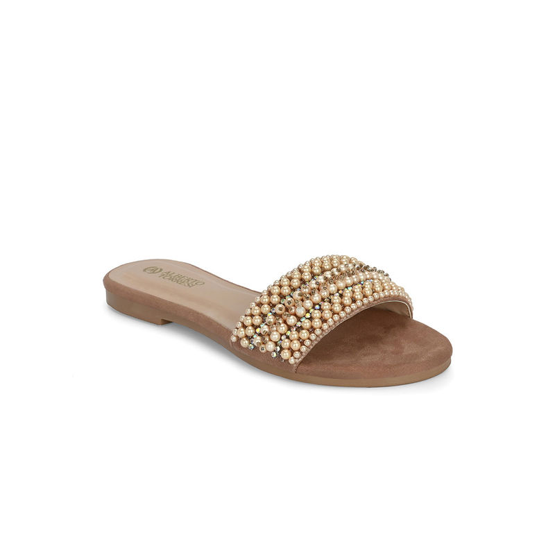Alberto Torresi Synthetic Beige Flat Sandals for women (EURO 37)