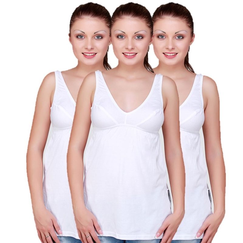 Floret Pack Of 3 Long Length Camisoles - White (XL)