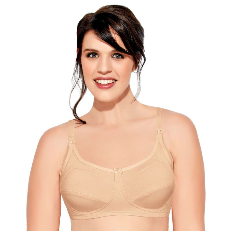 Enamor MT02 Sectioned Lift & Support Nursing Bra - Non-Padded Wirefree High Coverage - Nude (34B)