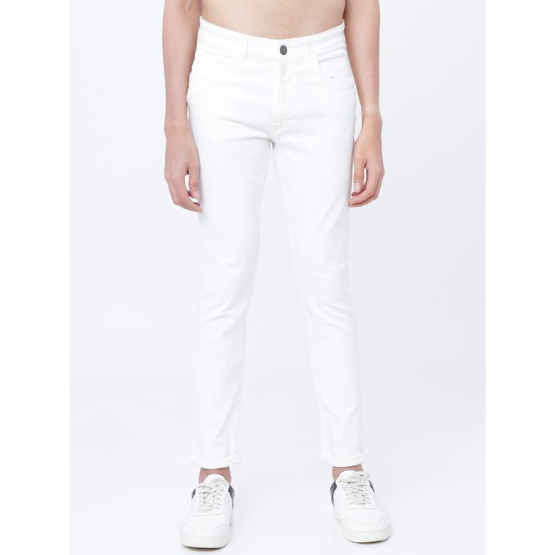 HIGHLANDER Men White Slim Fit Mid-Rise Clean Look Jeans (34)
