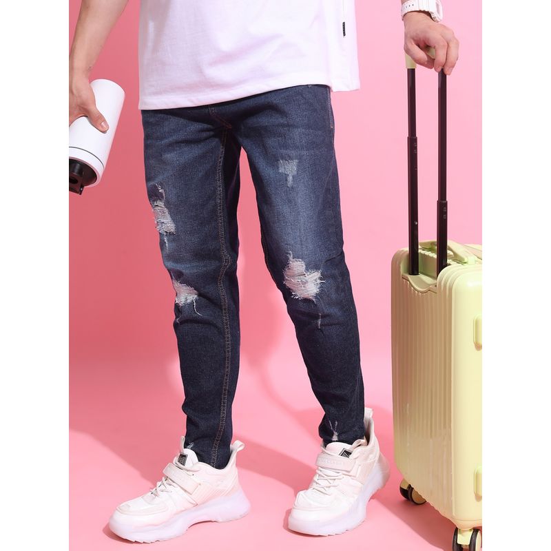 HIGHLANDER Men Mid-Rise Slim Fit Mildly Distressed Stretchable Jeans (30)