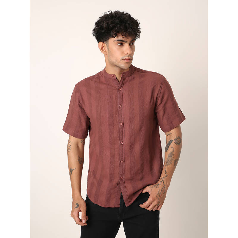 BLNK Pink Stripes Mandarin Collar Shirt (L)