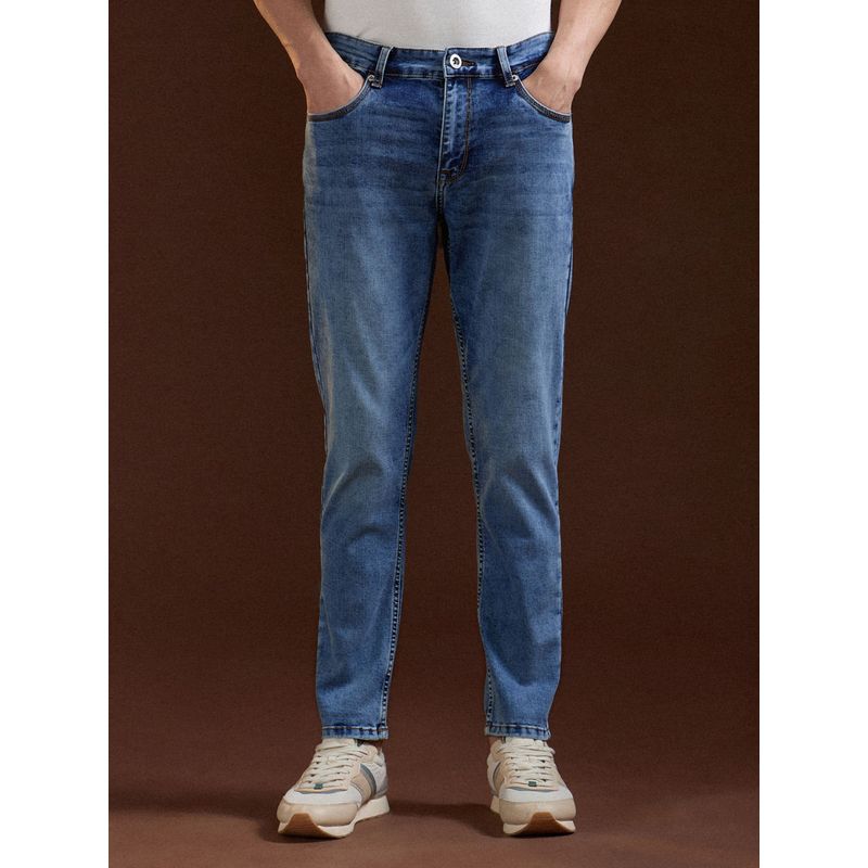 THE BEAR HOUSE Men Light Blue Slim Fit Cotton Solid Jeans (28)