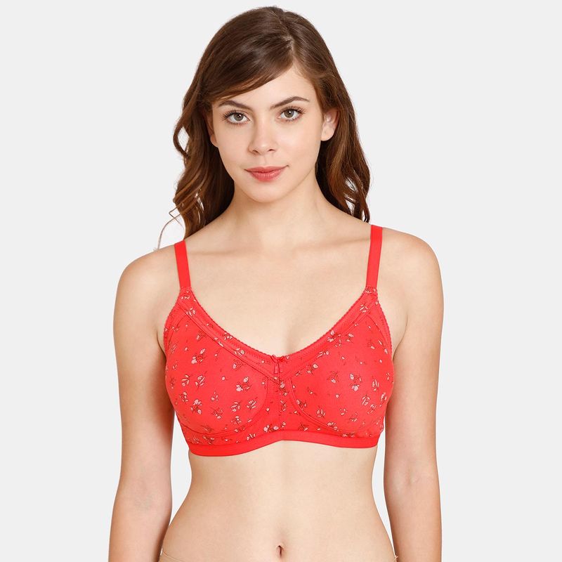 Zivame Rosaline Everyday Double Layered Non-Wired Full Coverage Super Support Bra - Hibiscus (34D)