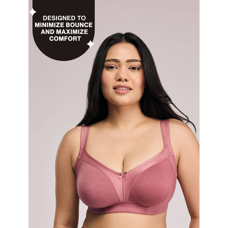 Nykd by Nykaa Ultimate M-Frame Bounce Control Cotton Non Padded Non Wired Bra-Satin Rose NYB101 38DD