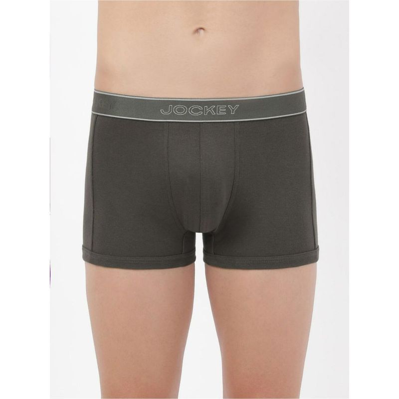 Jockey 1015 Men Super Combed Cotton Rib Solid Trunk - Deep Olive (S)
