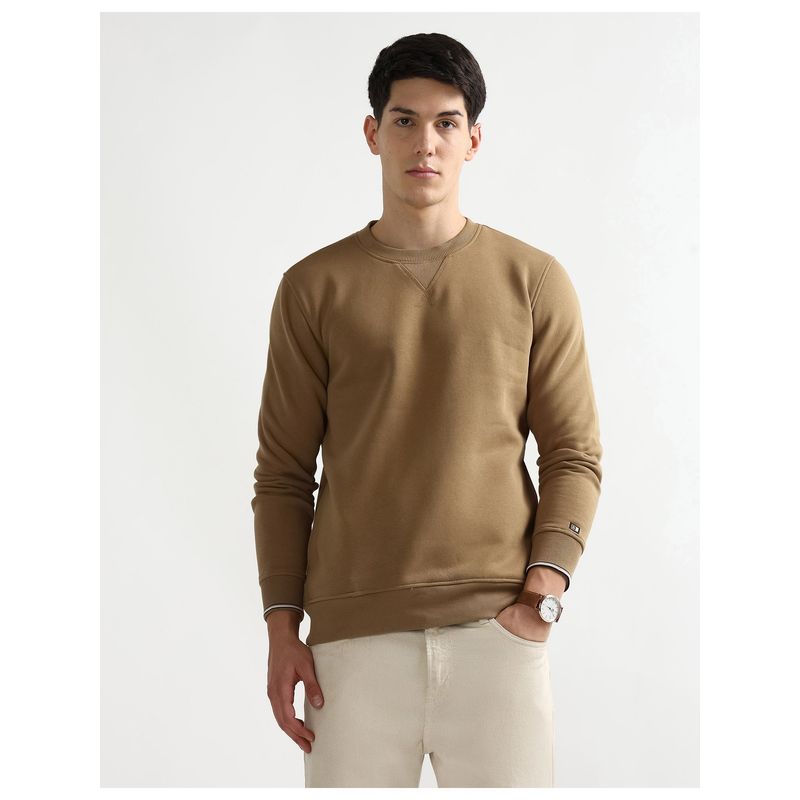 Arrow Sports Men Solid Regular Fit Sweatshirt (S)