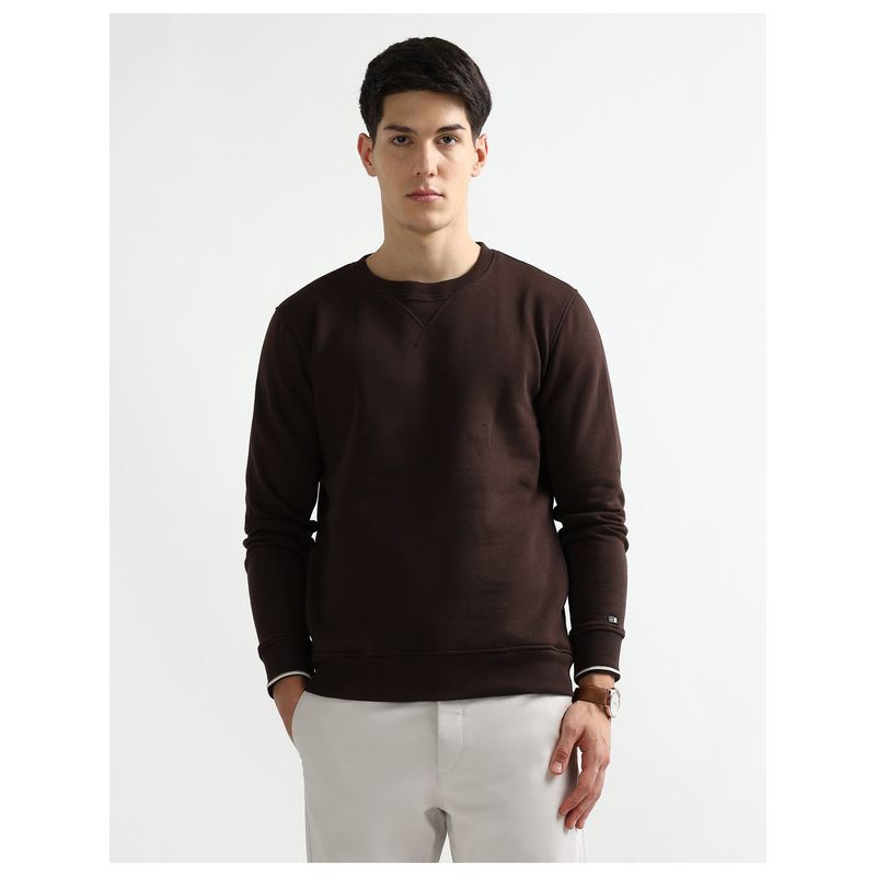Arrow Sports Men Solid Regular Fit Sweatshirt (S)