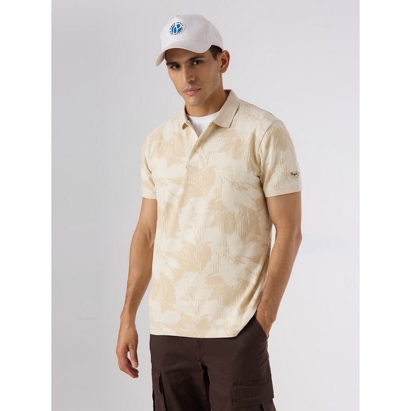 Pepe Jeans White Printed Men Polo T-Shirt (M)