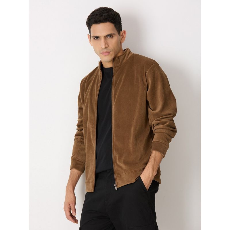 Pepe Jeans Men Brown Textured Sweatshirts (XL)