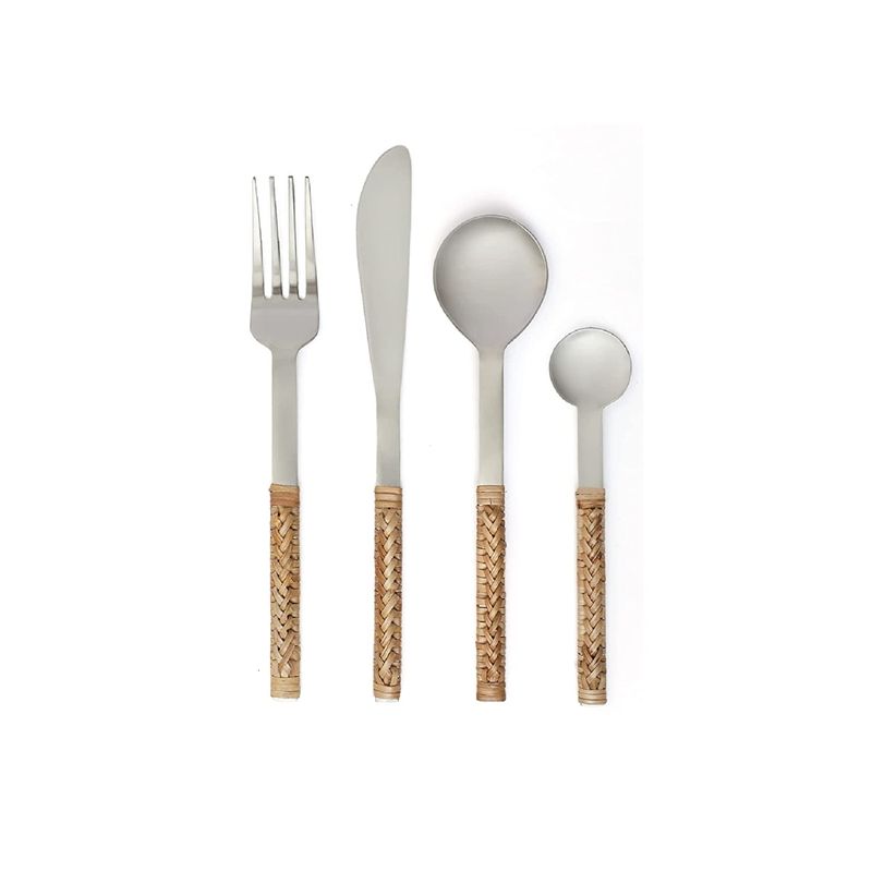 Feather Your Nest Home Decor Wood & Steel CalamusRattan Dinning Set6