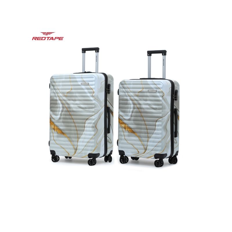 Red Tape White Print 4 Wheels Trolley Bag (Pack of 2) (L/S)