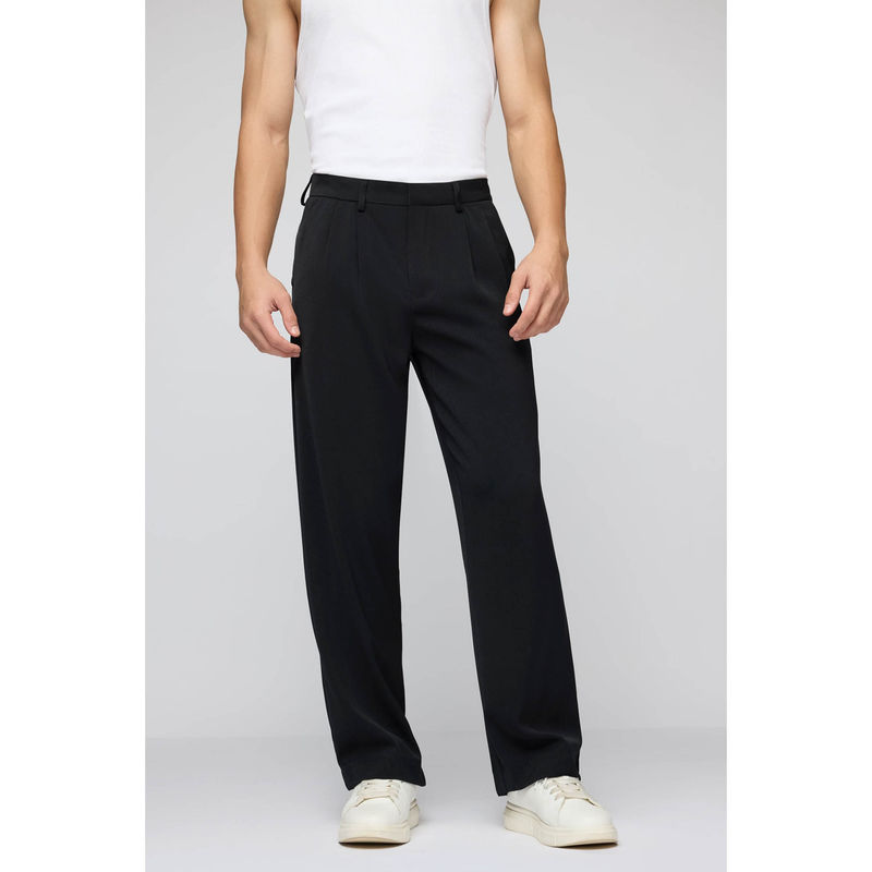 FREAKINS Classic Black Men Pleated Korean Formal Trouser (32)